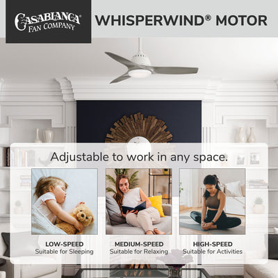 Casablanca 44 inch Wisp Fresh White LED Ceiling Fan Handheld Remote