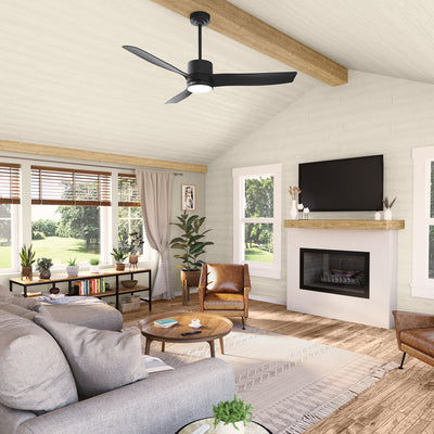 60 inch Bolsa Matte Black Ceiling Fan with LED Light Kit and Handheld Remote