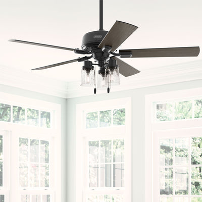 52 inch Hartland Matte Black Ceiling Fan with LED Light Kit and Pull Chain
