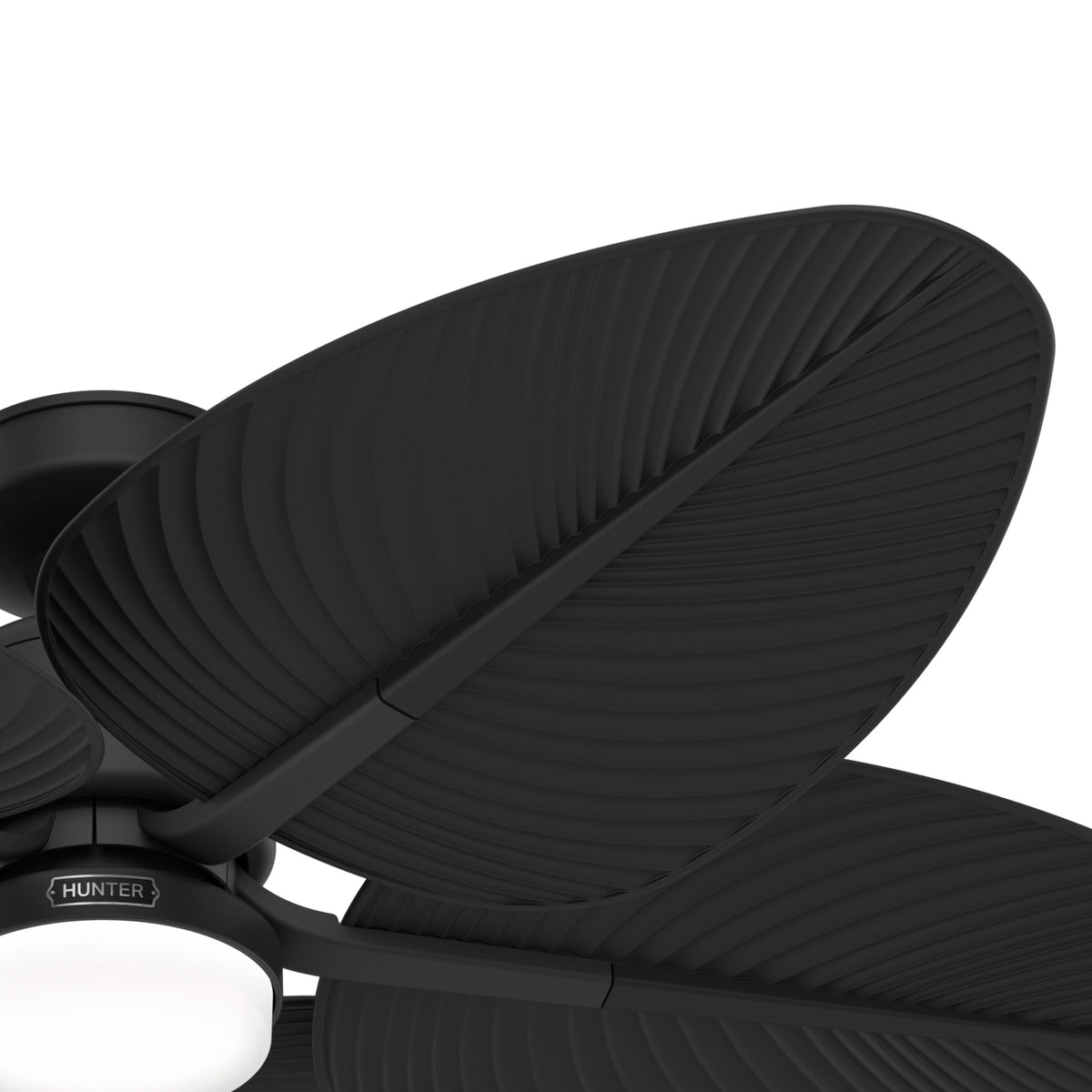 52 inch Tropic View Matte Black Damp Rated Ceiling Fan with LED Light Kit and Wall Control