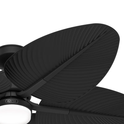 52 inch Tropic View Matte Black Damp Rated Ceiling Fan with LED Light Kit and Wall Control