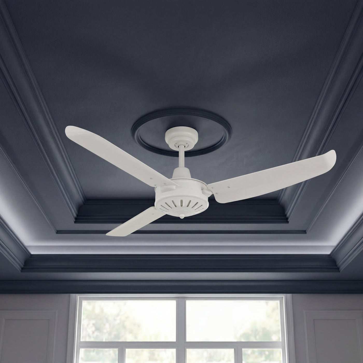 56 Inch Indoor Outdoor White Ceiling Fan in Antique White with Remote