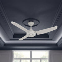 56 Inch Indoor Outdoor White Ceiling Fan in Antique White with Remote