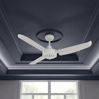 56 Inch Indoor Outdoor White Ceiling Fan in Antique White with Remote