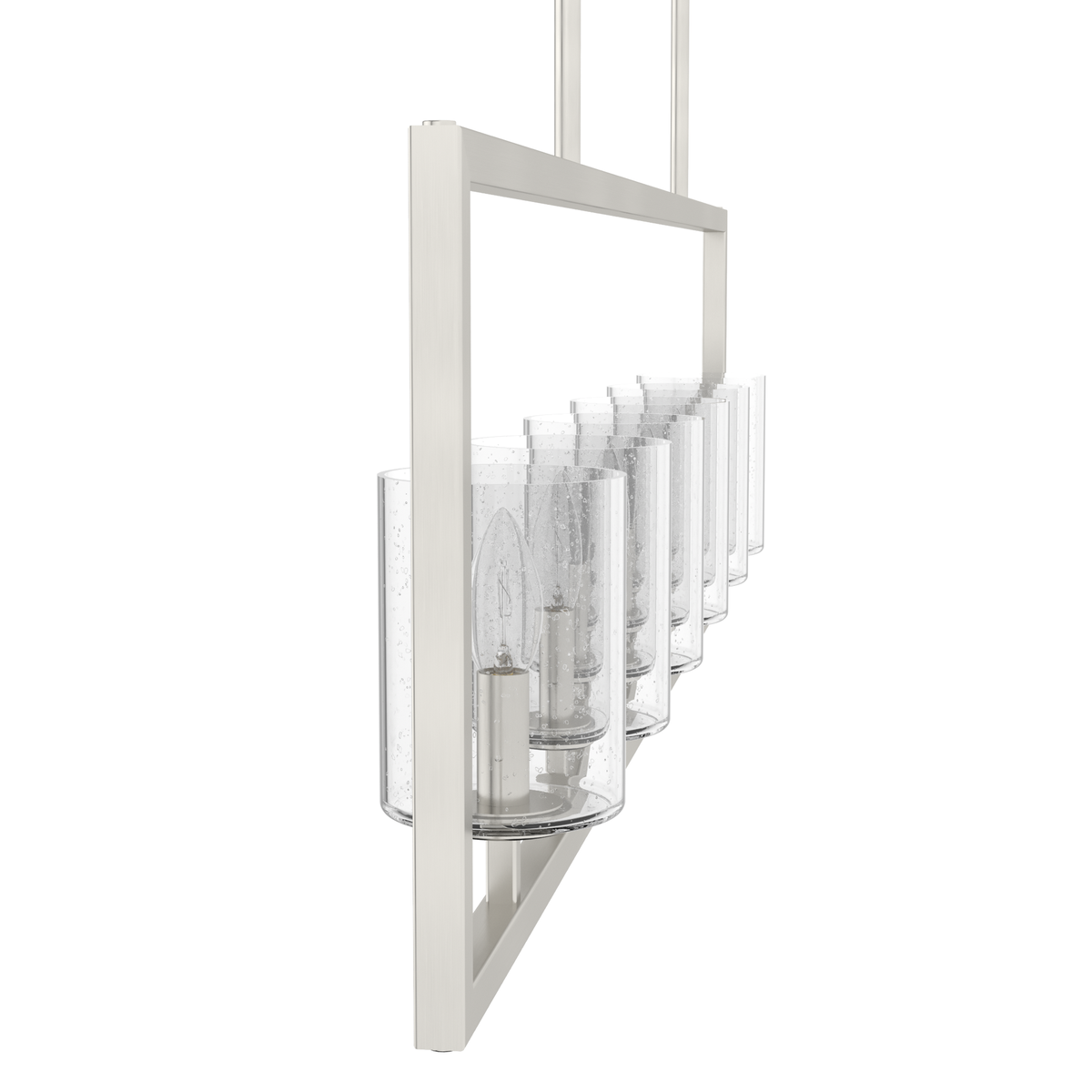 Kerrison 48-inch 6-light Brushed Nickel Linear Chandelier with Seeded Glass