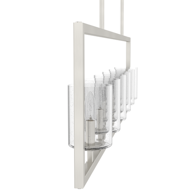 Kerrison 48-inch 6-light Brushed Nickel Linear Chandelier with Seeded Glass
