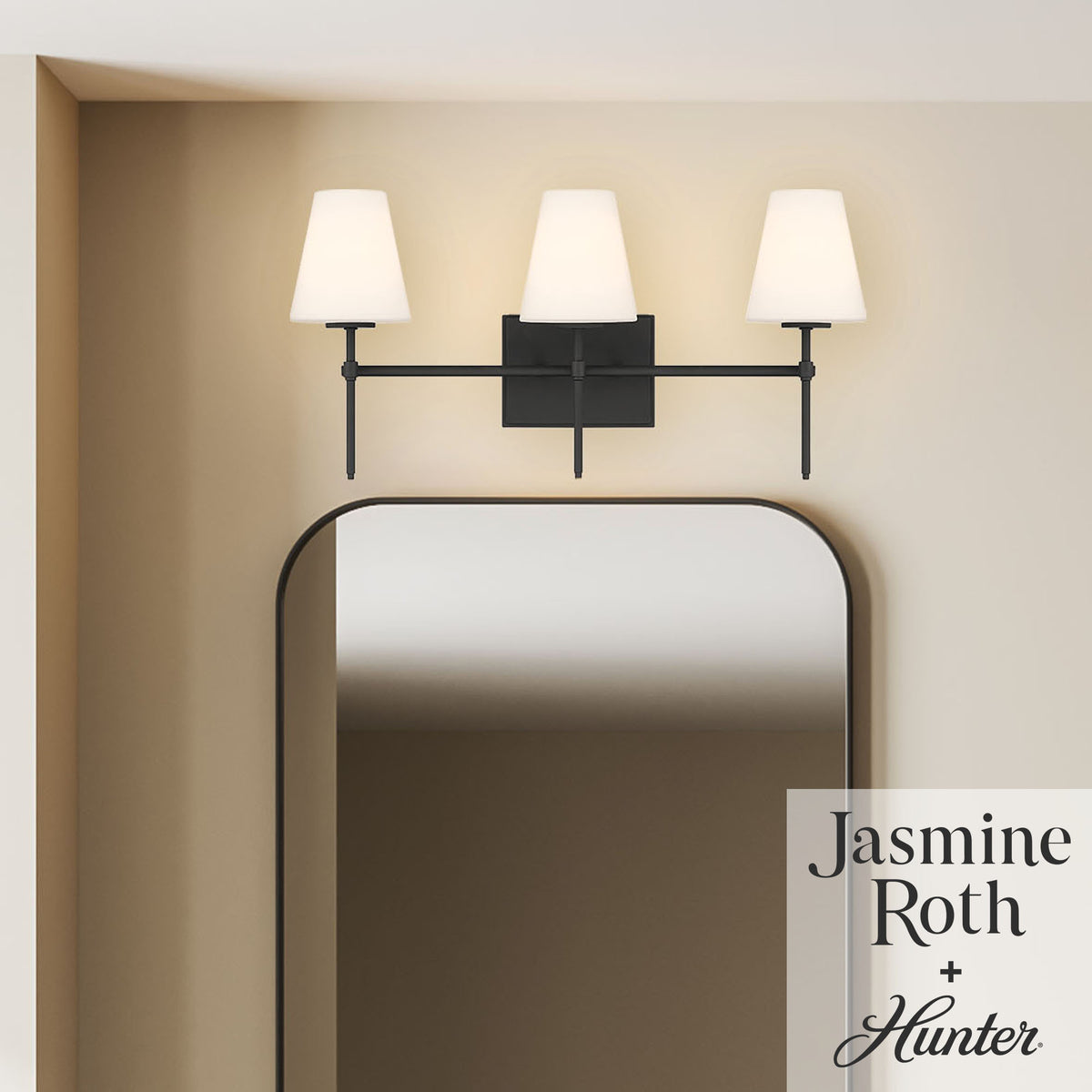 Camelia Stem 24-inch 3-light Matte Black and Cased White Glass Vanity Light with Cased White Glass