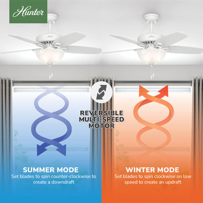 42 inch Builder Snow White Ceiling Fan with LED Light Kit and Pull Chain