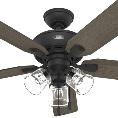 52 inch Rosner Matte Black Ceiling Fan with LED Light Kit and Pull Chain
