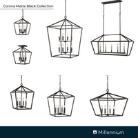 30'' Corona Matte Black 4 Light Pendant