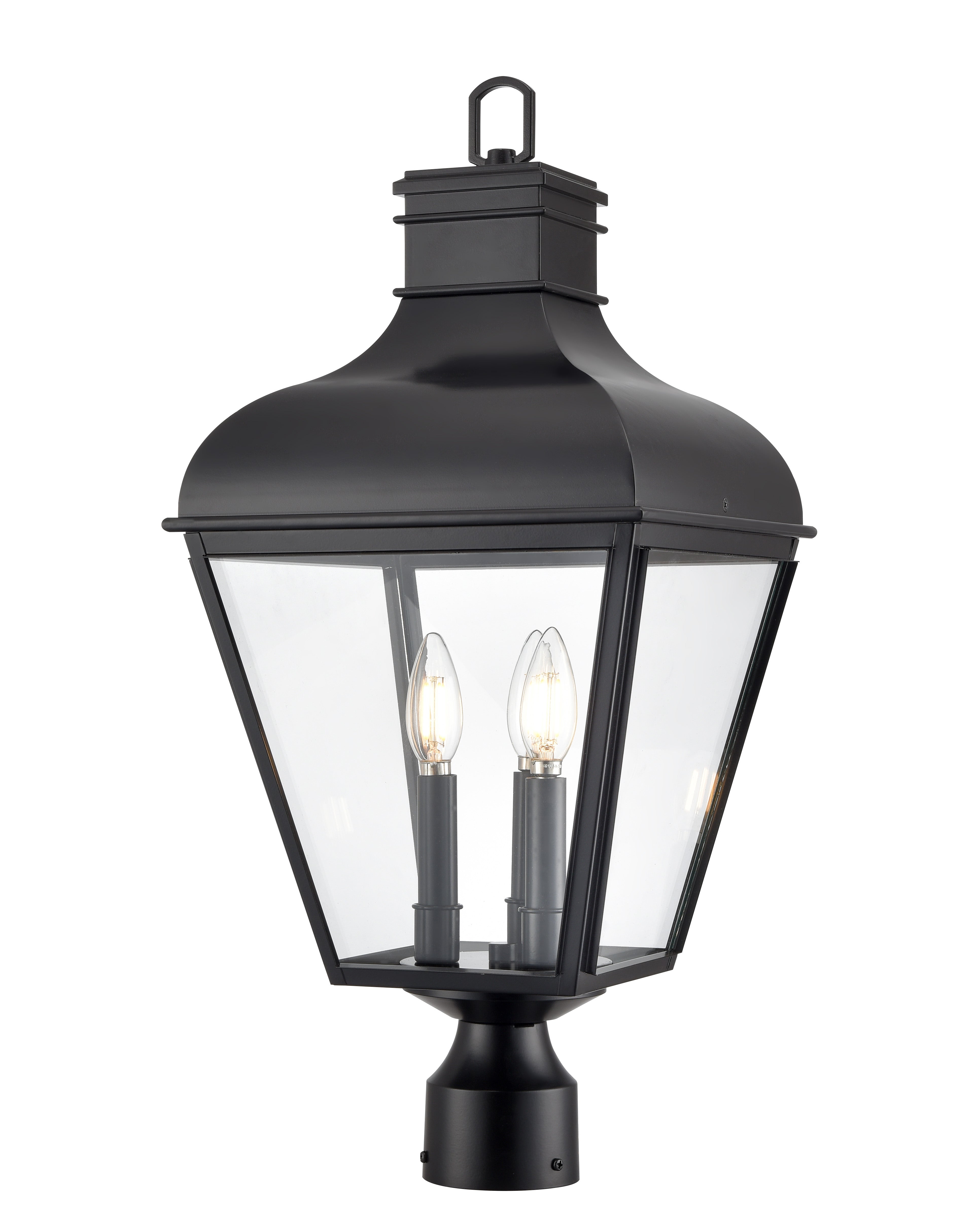 24'' Edenton Matte Black 3 Light Post Lantern