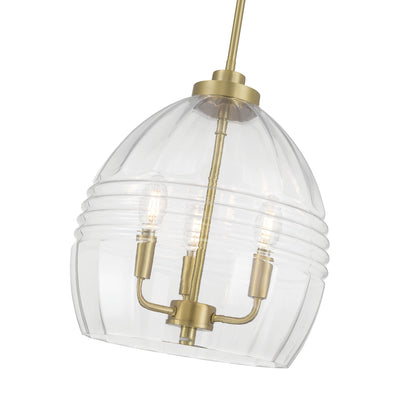 15.25'' Miravelle Vintage Brass 3 Light Pendant
