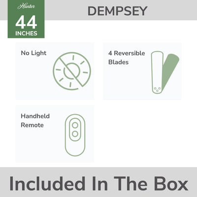 44 inch Dempsey Fresh White Low Profile Ceiling Fan and Handheld Remote