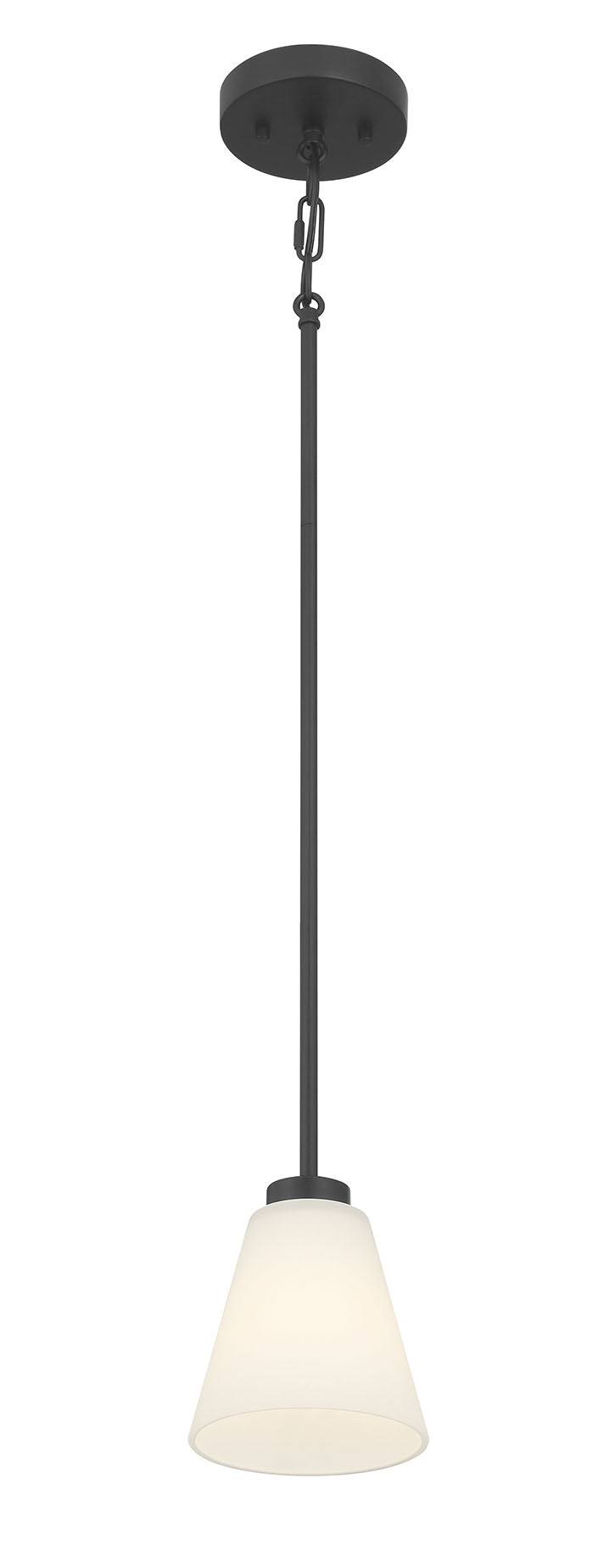 5.75-inch Strayhan Matte Black 1-Light White Frosted Glass Pendant Light