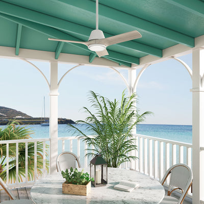 44 inch Aeronaut  Wi-Fi ENERGY STAR® Matte White Damp Rated Ceiling Fan with LED Light Kit and Handheld Remote