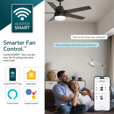 44 inch Aeronaut  Wi-Fi ENERGY STAR® Matte White Damp Rated Ceiling Fan with LED Light Kit