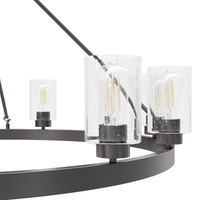 Hartland 44-inch 12-light Noble Bronze Chandelier with Seeded Glass