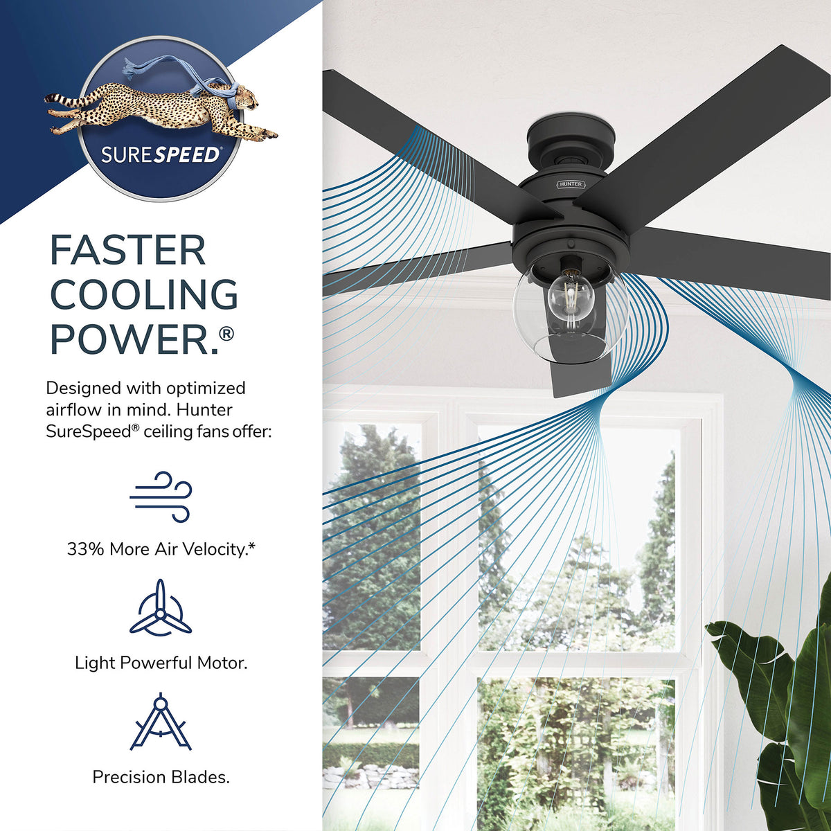 52 inch Xidane Matte Black Ceiling Fan with LED Light Kit and Handheld Remote