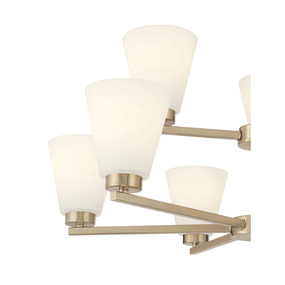 28.5-inch Strayhan Modern Gold 9-Light White Frosted Glass Chandelier