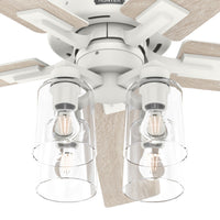 52 inch Techne Wi-Fi HunterExpress Matte White Ceiling Fan with LED Light Kit and Handheld Remote