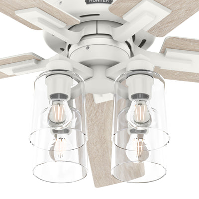 52 inch Techne Wi-Fi HunterExpress Matte White Ceiling Fan with LED Light Kit and Handheld Remote
