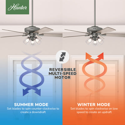 52 inch Crestfield Matte Silver Ceiling Fan with LED Light Kit and Handheld Remote