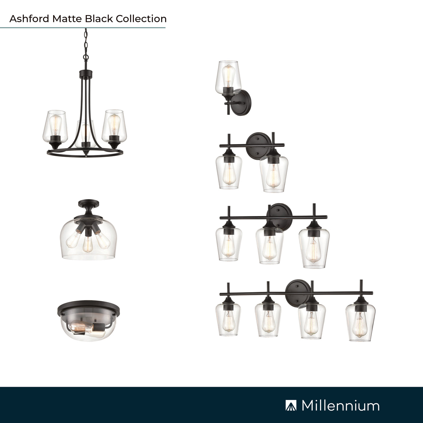 5'' Ashford Matte Black 1 Light Wall Sconce