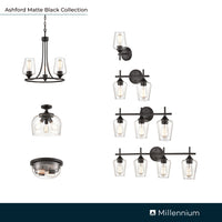 5'' Ashford Matte Black 1 Light Wall Sconce