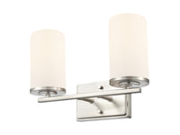 14-inch Verlana Brushed Nickel 2-Light Etched White Glass Bathroom Vanity Light