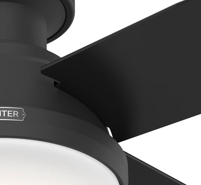 52 inch Dempsey Matte Black Low Profile Ceiling Fan with LED Light Kit and Handheld Remote