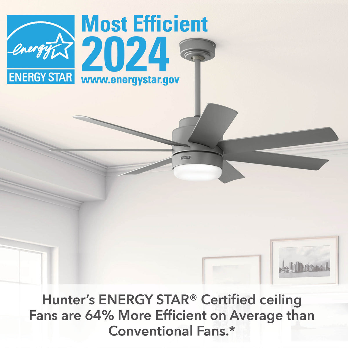 52 inch Brazos ENERGY STAR® Matte Silver Damp Rated Ceiling Fan with LED Light Kit and Handheld Remote