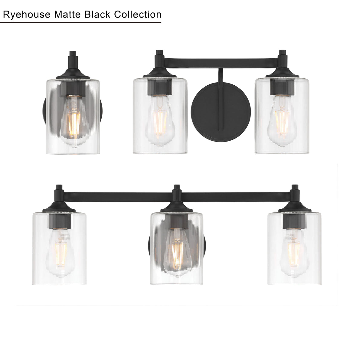 23.75'' Ryehouse Matte Black 3 Light Bath Vanity