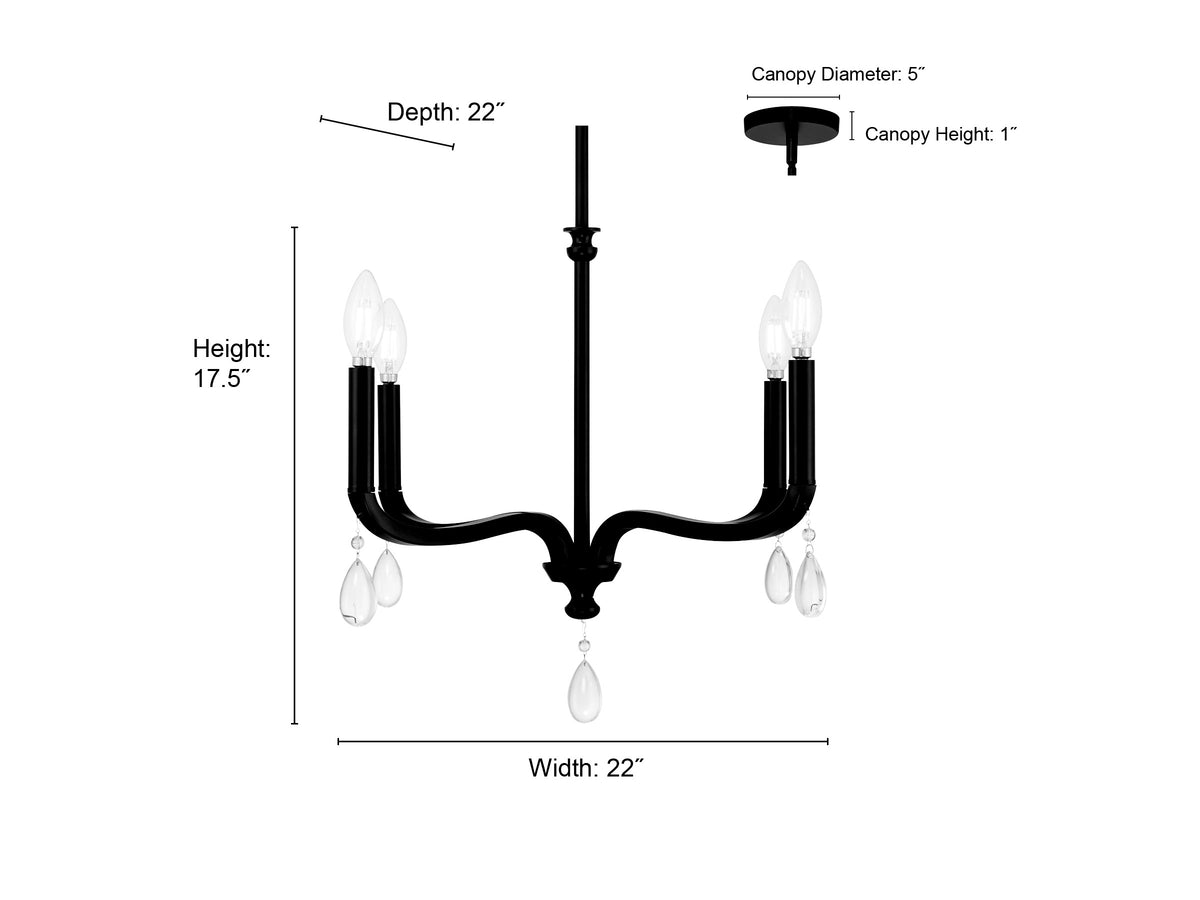 17.5'' Viremont Matte Black 4 Light Chandelier