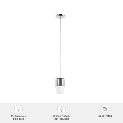 Station 5-inch 1-light Brushed Nickel Pendant with Frosted Cased White Glass