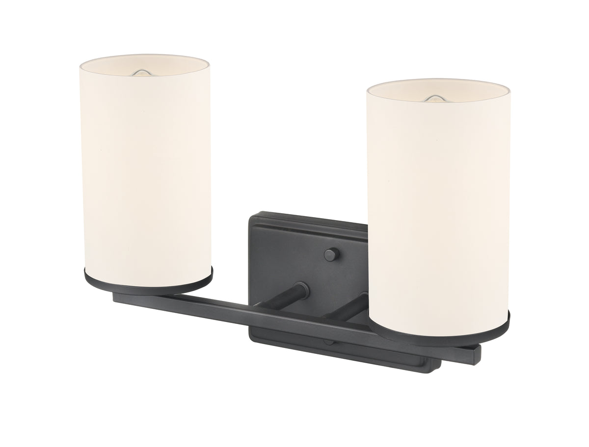 14-inch Verlana Matte Black 2-Light Etched White Glass Bathroom Vanity Light