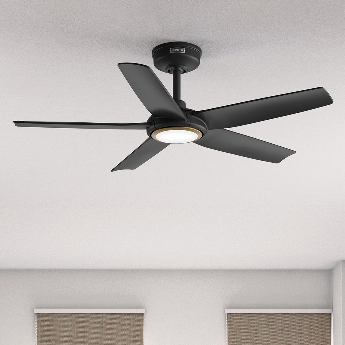 44 inch Zentech Wi-Fi ENERGY STAR® Matte Black Damp Rated Ceiling Fan with LED Light Kit and Handheld