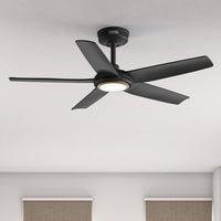 44 inch Zentech Wi-Fi ENERGY STAR® Matte Black Damp Rated Ceiling Fan with LED Light Kit and Handheld