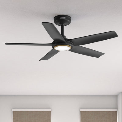 44 inch Zentech Wi-Fi ENERGY STAR® Matte Black Damp Rated Ceiling Fan with LED Light Kit and Handheld