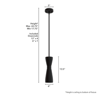 Zola 4-inch 1-light Matte Black Pendant with Matte Black Metal Shade