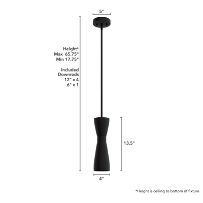 Zola 4-inch 1-light Matte Black Pendant with Matte Black Metal Shade