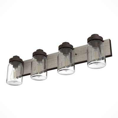 Devon Park 30-inch 4-light Onyx Bengal and Barnwood Vanity Light with Clear Glass