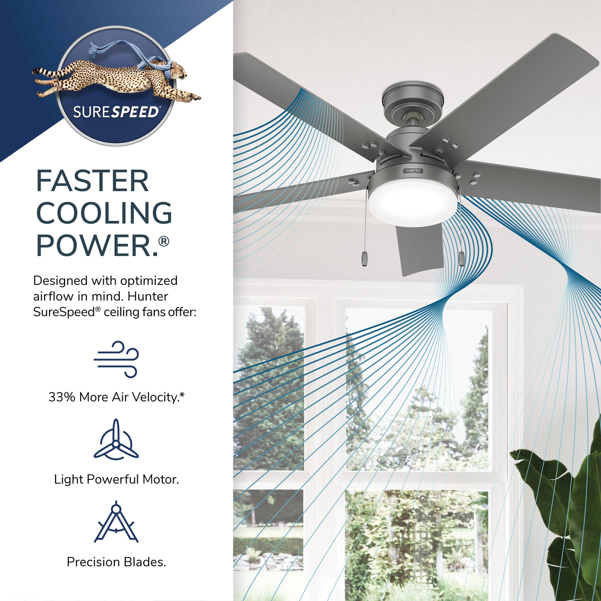 52 inch Sea Point Matte Silver WeatherMax Indoor / Outdoor Ceiling Fan with LED Light Kit and Pull Chain