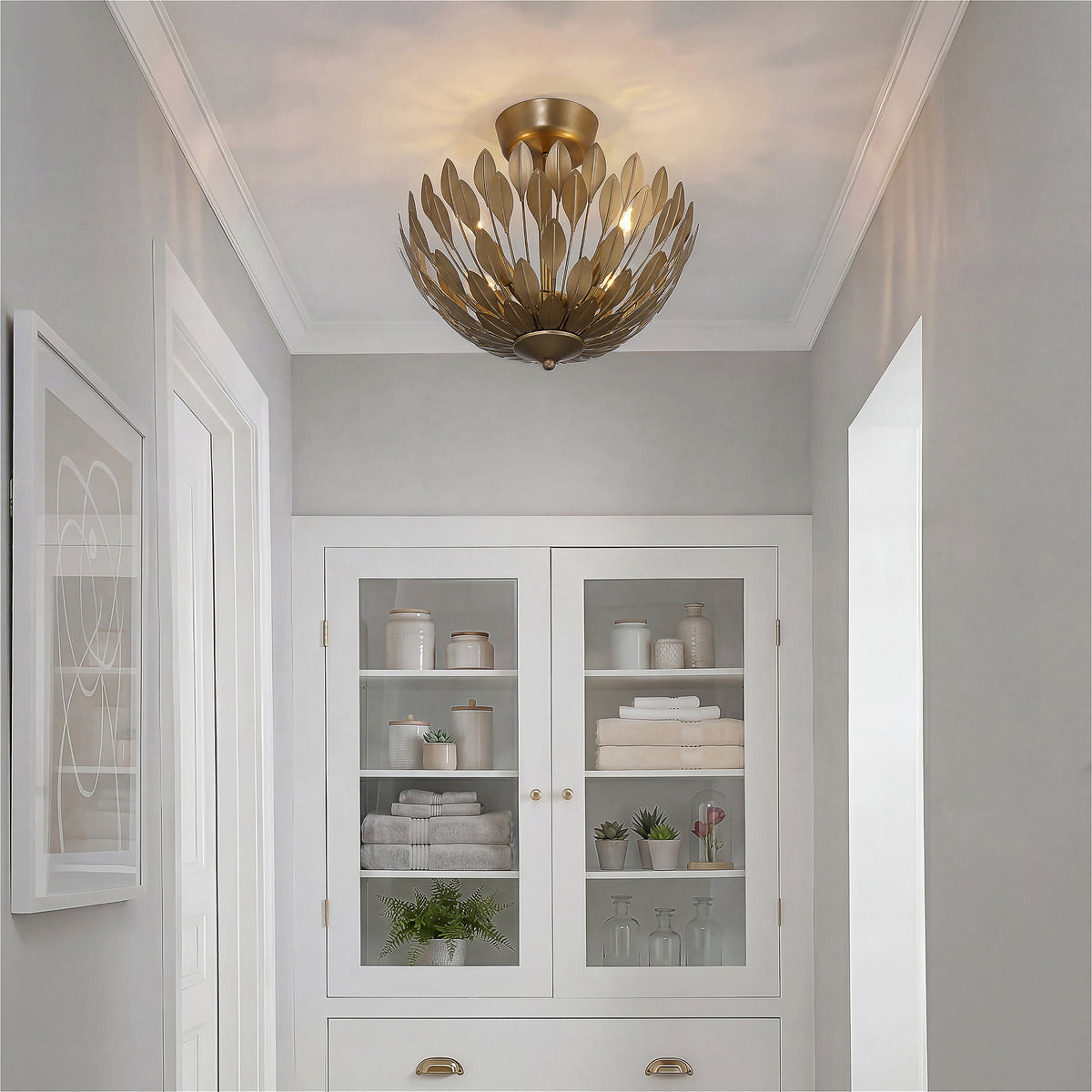 12.75'' Merylmint Painted Aged Brass 4 Light Semi-Flush Mount
