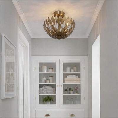 12.75'' Merylmint Painted Aged Brass 4 Light Semi-Flush Mount