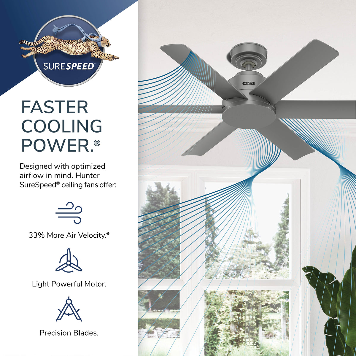 44 inch Kennicott Matte Silver Damp Rated Ceiling Fan and Wall Control