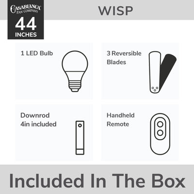 Casablanca 44 inch Wisp Fresh White LED Ceiling Fan Handheld Remote