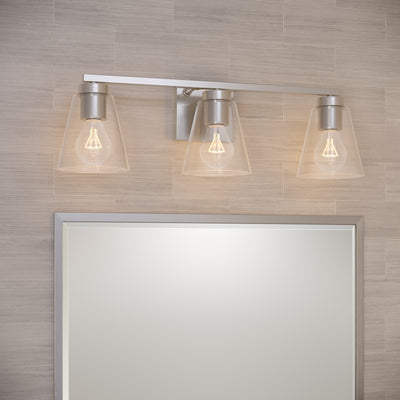 22-inch Strayhan Brushed Nickel 3-Light Clear Glass Bathroom Vanity Light