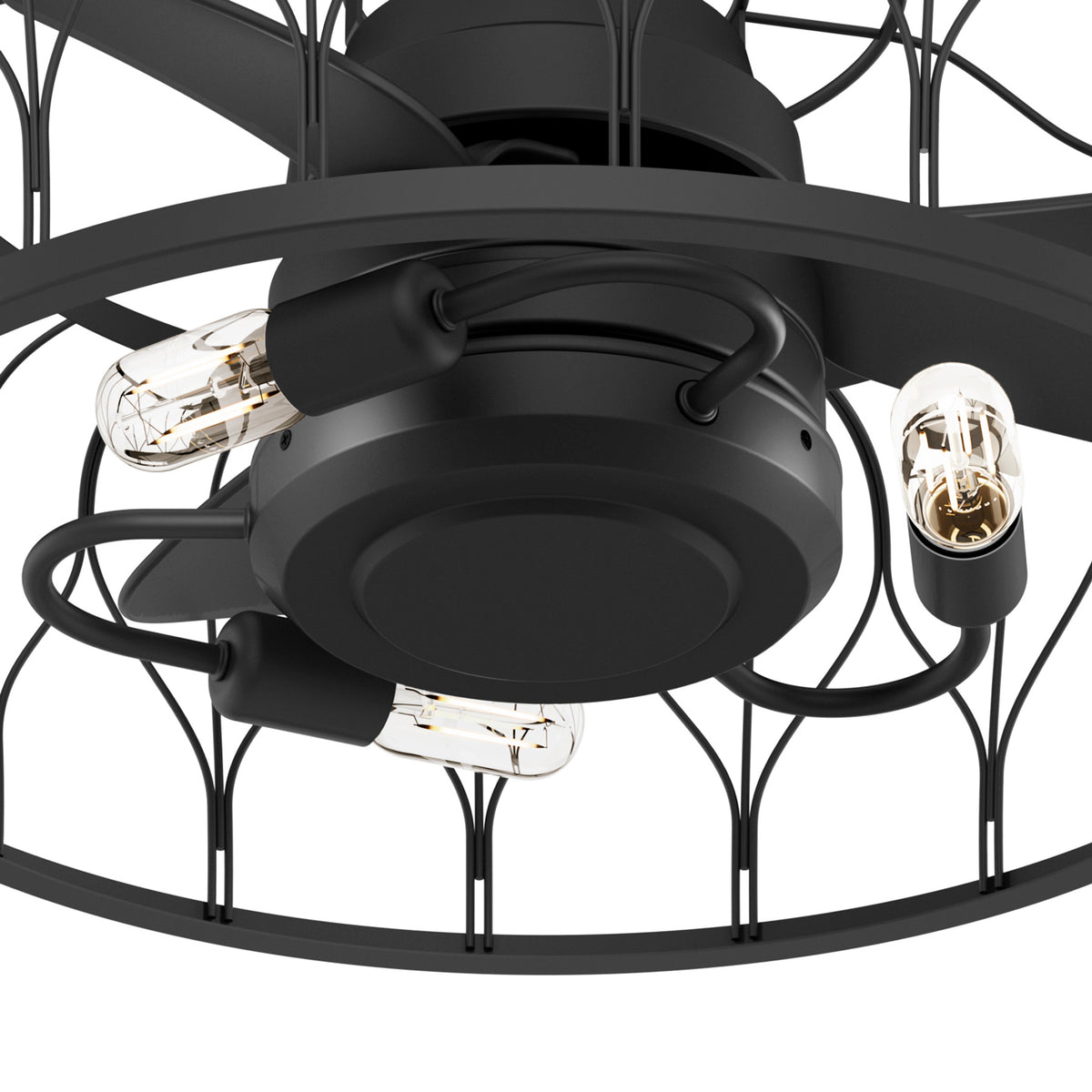 20 inch Rotonda Matte Black Ceiling Fan with LED Light Kit and Handheld Remote