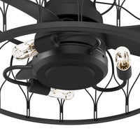 20 inch Rotonda Matte Black Ceiling Fan with LED Light Kit and Handheld Remote