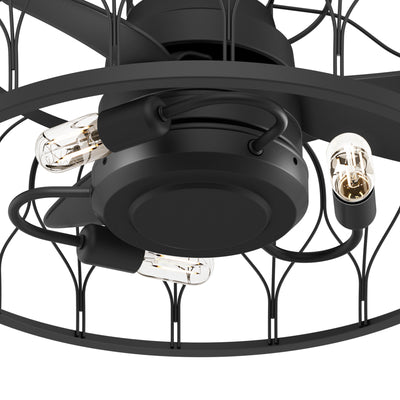 20 inch Rotonda Matte Black Ceiling Fan with LED Light Kit and Handheld Remote